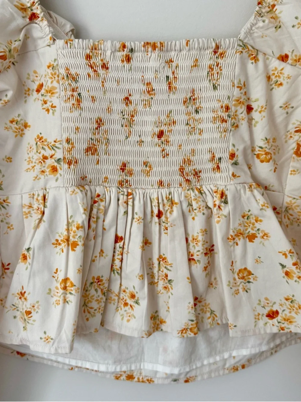 NWOT Abercrombie Puff Sleeve Floral Blouse, Cream & Yellow – Small